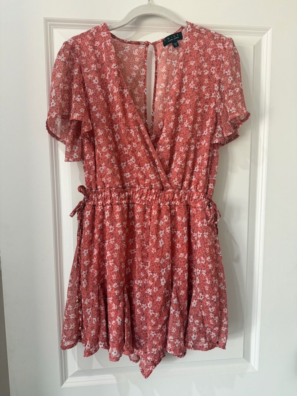 Trixxi Coral Pink Floral Romper